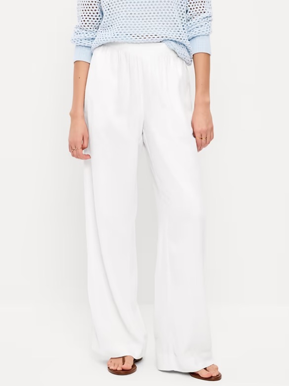 Old Navy White Elastic Waist Pants